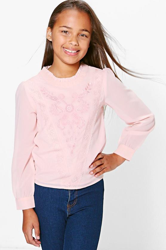 Girls Embroidered Lace Blouse